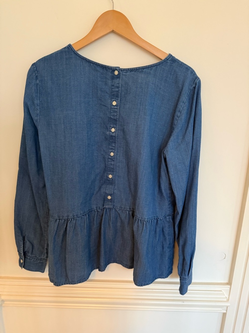 Loft Denim Peplum Long-Sleeve Top - Blue medium - Picture 2 of 3